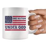 One Nation Under God Patriotism Christian Inspirational Motivational Gifts US Flag For Patriotic Novelty Drinkware Coffee Ceramic Mug 11 oz White