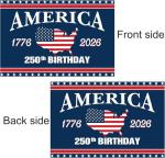 250th Anniversary Yard Sign America 250 Years of Freedom 1776–2026 Patriotic 250th Birthday Decor 18"x12" Double Sided Corrugated Plastic Outdoor Weatherproof Signs With H Stake