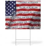 "I Pledge Allegiance to the Flag" Yard Sign 18"x14" with 15" H-Stake - Patriotic American Inspirational All-Weather Corrugated Plastic, Double-Sided Design Lawn Ornament Décor