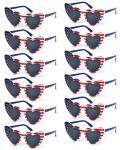 Relaxweex 12 Pack 4th of July Sunglasses American Flag Sunglasses Heart Shaped Trendy Glasses Patriotic Party Favors Gifts for Women Men 4th of July Independence Day