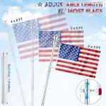 Flag Pole for Outside House Porch Wall Mount, REERON 7 FT No Tangle Stainless Steel Spinning Flagpole Kit with 360° Rotating 1" Metal Flag Pole Rings Clips for 3x5' 4x6' American Flag, Without Bracket