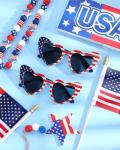 Relaxweex 12 Pack 4th of July Sunglasses American Flag Sunglasses Heart Shaped Trendy Glasses Patriotic Party Favors Gifts for Women Men 4th of July Independence Day
