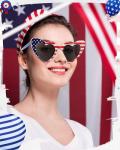 Relaxweex 12 Pack 4th of July Sunglasses American Flag Sunglasses Heart Shaped Trendy Glasses Patriotic Party Favors Gifts for Women Men 4th of July Independence Day