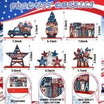 DoubleFill 6 Pcs 4th of July Table Decorations Memorial Day Centerpiece Wooden Patriotic Table Sign American 250th Anniversary Gnome Wooden Sign Retro Wood Block for Independence Day Home Party Decor