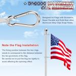 Flag Pole for Outside House Porch Wall Mount, REERON 7 FT No Tangle Stainless Steel Spinning Flagpole Kit with 360° Rotating 1" Metal Flag Pole Rings Clips for 3x5' 4x6' American Flag, Without Bracket