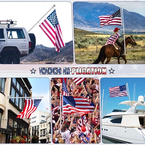 Flag Pole for Outside House Porch Wall Mount, REERON 7 FT No Tangle Stainless Steel Spinning Flagpole Kit with 360° Rotating 1" Metal Flag Pole Rings Clips for 3x5' 4x6' American Flag, Without Bracket