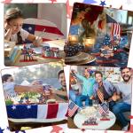 DoubleFill 6 Pcs 4th of July Table Decorations Memorial Day Centerpiece Wooden Patriotic Table Sign American 250th Anniversary Gnome Wooden Sign Retro Wood Block for Independence Day Home Party Decor