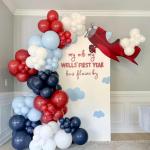 Red White and Blue Balloons, 50 Pcs Retro Red White Blue Star Print Latex Balloons Set for Independence Day Patriotic Anniversary Veterans Day Graduation Baseball Nautical Birthday Party Decorations