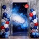 Red White and Blue Balloons, 50 Pcs Retro Red White Blue Star Print Latex Balloons Set for Independence Day Patriotic Anniversary Veterans Day Graduation Baseball Nautical Birthday Party Decorations