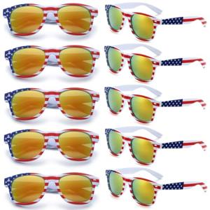 Eyegla Bulk American Sunglasses USA Flag Sunglasses Classic Patriotic Sunglasses 4th of July Party Supplies 10 Pack