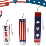 Hying 3 Pieces 4th of July Table Decor Patriotic Tiered Tray Independence Day Wooden Blocks American Table Centerpieces Red Blue Rustic Wood Signs for Tabletop Farmhouse Memorial Day Decorations