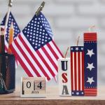 Hying 3 Pieces 4th of July Table Decor Patriotic Tiered Tray Independence Day Wooden Blocks American Table Centerpieces Red Blue Rustic Wood Signs for Tabletop Farmhouse Memorial Day Decorations