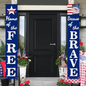4th of July Decorations Hanging Porch Sign Banners Patriotic Decorations for Patriotic Events Memorial Day Flag Independence Veterans Labor Armed Forces Decor Hanging Banner for Yard Indoor Outdoor