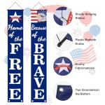 4th of July Decorations Hanging Porch Sign Banners Patriotic Decorations for Patriotic Events Memorial Day Flag Independence Veterans Labor Armed Forces Decor Hanging Banner for Yard Indoor Outdoor