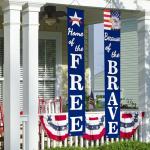 4th of July Decorations Hanging Porch Sign Banners Patriotic Decorations for Patriotic Events Memorial Day Flag Independence Veterans Labor Armed Forces Decor Hanging Banner for Yard Indoor Outdoor