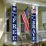 4th of July Decorations Hanging Porch Sign Banners Patriotic Decorations for Patriotic Events Memorial Day Flag Independence Veterans Labor Armed Forces Decor Hanging Banner for Yard Indoor Outdoor