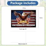 Probsin 250th Anniversary Yard Sign 12" x 17" with H Stakes 250 Years of Freedom Eagle 1776-2026 250th Birthday Patriotic Welcome Signs for Lawn, Garden, Yard, Parade