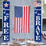 4th of July Decorations Hanging Porch Sign Banners Patriotic Decorations for Patriotic Events Memorial Day Flag Independence Veterans Labor Armed Forces Decor Hanging Banner for Yard Indoor Outdoor