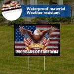 Probsin 250th Anniversary Yard Sign 12" x 17" with H Stakes 250 Years of Freedom Eagle 1776-2026 250th Birthday Patriotic Welcome Signs for Lawn, Garden, Yard, Parade