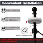 ZMTECH 5FT Flag Pole Kit with Solar Light and Embroidered American Flag, Adjustable Bracket and Upgraded Tangle-Free Ring 1" Stainless Steel Flagpole for Day and Night, Residential, Commercial, Black