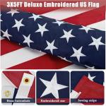 ZMTECH 5FT Flag Pole Kit with Solar Light and Embroidered American Flag, Adjustable Bracket and Upgraded Tangle-Free Ring 1" Stainless Steel Flagpole for Day and Night, Residential, Commercial, Black