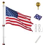 25ft Telescopic Aluminum Flag Pole with US Flags