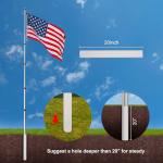 25ft Telescopic Aluminum Flag Pole with US Flags
