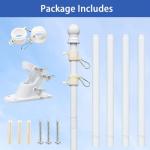 White Flag Pole for House with Holder Bracket,5-6ft Tangle Free Flag Poles for Outside House,Heavy Duty House Flag Pole Kit for 3x5 American Flags, Metal Flagpoles Residential for Outdoor Porch Garage