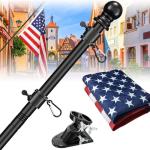 Barcetine Flag Pole Kit with 3x5 US Flag - Includes 6ft Heavy Duty Tangle Free Flagpole,Weather Resistant 3x5 Embroidered American Flag,Aluminum Holder Bracket,for Outside House,Porch,Outdoor
