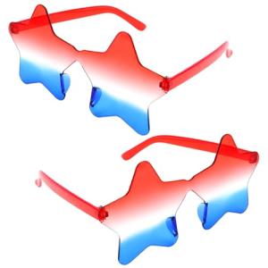 4th of July Star Glasses 2 Pairs Patriotic Fourth of July Star Sunglasses Red White and Blue American Flag Sunglasses USA Themed Glasses for Memorial Day Independence Day Party Supplies Decorations