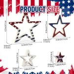 Funnymoom 4 Pcs Patriotic Table Decorations Centerpieces 4th of July Star Wooden Signs Rustic Double-sided Independence Day Red White Blue Stars for Tiered Tray Mantle Kitchen Shelf Memorial Day Decor