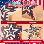 Funnymoom 4 Pcs Patriotic Table Decorations Centerpieces 4th of July Star Wooden Signs Rustic Double-sided Independence Day Red White Blue Stars for Tiered Tray Mantle Kitchen Shelf Memorial Day Decor