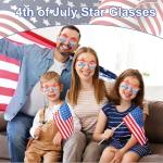 4th of July Star Glasses 2 Pairs Patriotic Fourth of July Star Sunglasses Red White and Blue American Flag Sunglasses USA Themed Glasses for Memorial Day Independence Day Party Supplies Decorations