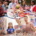 Funnymoom 4 Pcs Patriotic Table Decorations Centerpieces 4th of July Star Wooden Signs Rustic Double-sided Independence Day Red White Blue Stars for Tiered Tray Mantle Kitchen Shelf Memorial Day Decor