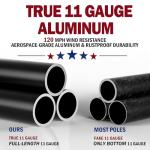 30FT Heavy Duty Flag Pole Kit, Real 11 Gauge Aluminum, 2.4" Large Bottom Tube, True Glory Edition,In Ground Flagpole for Outside House,Residential & Commercial, Gift Box Packaging-120MPH Wind Tested