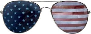 OWL July 4th Sunglasses Flag Aviator for Women and Men UV400 Gun Metal Frame