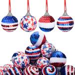 24 Piece Independence Day Hanging Ball - 1.57" Memorial Day Sequin Hanging Ball Ornament - 4th of July Red White Blue Tree Decorations for Memorial Day Veterans Patriotic USA Themed Party Supplies