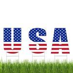 Large USA United States of America Patriotic Flag Yard Sign Home Decor Lawn Decoration With Stakes Memorial Veteran's Day 4th of July