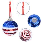 24 Piece Independence Day Hanging Ball - 1.57" Memorial Day Sequin Hanging Ball Ornament - 4th of July Red White Blue Tree Decorations for Memorial Day Veterans Patriotic USA Themed Party Supplies