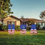 Large USA United States of America Patriotic Flag Yard Sign Home Decor Lawn Decoration With Stakes Memorial Veteran's Day 4th of July