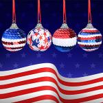 24 Piece Independence Day Hanging Ball - 1.57" Memorial Day Sequin Hanging Ball Ornament - 4th of July Red White Blue Tree Decorations for Memorial Day Veterans Patriotic USA Themed Party Supplies