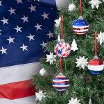 24 Piece Independence Day Hanging Ball - 1.57" Memorial Day Sequin Hanging Ball Ornament - 4th of July Red White Blue Tree Decorations for Memorial Day Veterans Patriotic USA Themed Party Supplies