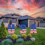 Large USA United States of America Patriotic Flag Yard Sign Home Decor Lawn Decoration With Stakes Memorial Veteran's Day 4th of July