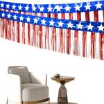 4 Packs 10 Feet Long Foil Fringe 4th of July Star Garland Memorial Day USA Red White Blue Independence Day Tinsel Metallic Streamers Patriotic Banner Car Parade Floats Garden Trailer Decor