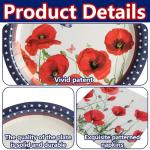 Wehhbtye 100 Pcs 4th of July Poppy Flower Plates and Napkin, Memorial Paper Plates Tableware with Forks, Disposable Poppy Floral Party Supplies for Veterans Day Independence Day Patriotic Decoration