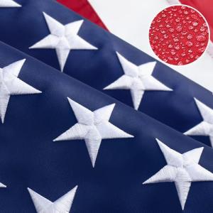 American Flag 3x5ft Long Lasting for Outside, Heavy Duty Nylon, Embroidered Stars, Brass Grommets, Perfect for Outdoor US Flags Show Your Patriotism