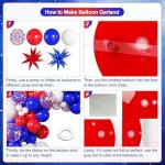 Red White and Blue Balloon Garland Arch Kit, 140Pcs Blue Red White 4th of July Balloons for Patriotic Decorations 4th of July Memorial Day Graduation Baseball Birthday Party Decorations