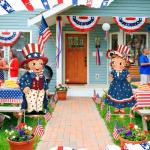 Beeveer 2 Pcs 4th of July Decorations Vintage Patriotic Yard Decor Outdoor 250th Anniversary Memorial Day Yard Sign with Stakes Front Door Hanging Sign for Porch Door Garden Patio Lawn Party Supplies