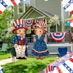 Beeveer 2 Pcs 4th of July Decorations Vintage Patriotic Yard Decor Outdoor 250th Anniversary Memorial Day Yard Sign with Stakes Front Door Hanging Sign for Porch Door Garden Patio Lawn Party Supplies