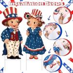 Beeveer 2 Pcs 4th of July Decorations Vintage Patriotic Yard Decor Outdoor 250th Anniversary Memorial Day Yard Sign with Stakes Front Door Hanging Sign for Porch Door Garden Patio Lawn Party Supplies